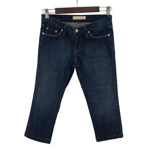 FLYING MONKEY Capri Jeans Juniors Womens Sz 7 Dark Wash Blue Stretch Mid Rise